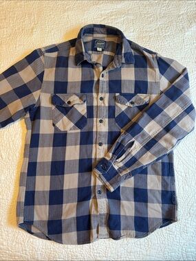 J. Crew Blue and Gray Plaid Flannel Button-Up Shirt